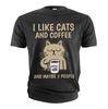 Lustiges Kaffee und Katzen T-Shirt Ich mag Katzen Kaffee und vielleicht 3 Leute Shirt
