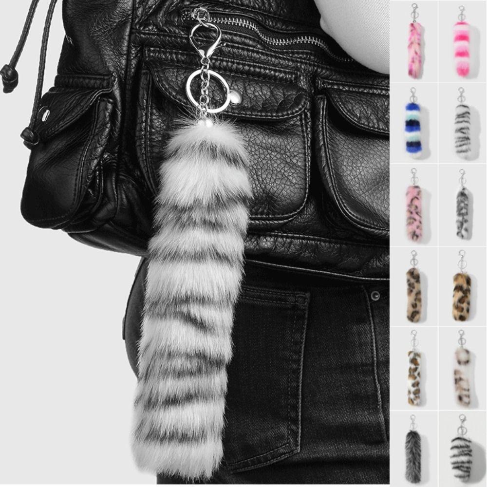 Leopard Print Animals Tail Keychain Hanging Bag Charms Fur Tails Pendant  Jewelry Gifts