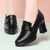 High heels women's spring and autumn new single shoes waterproof table women's leather shoes work shoes black loafers