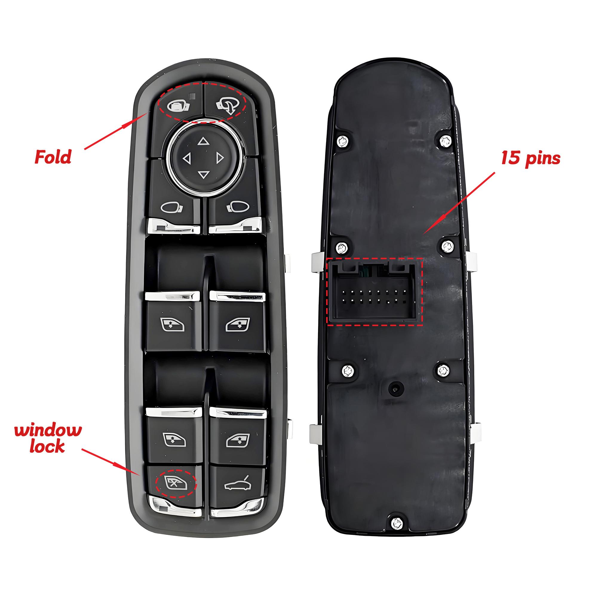 

7PP959858AE 7PP959858AEDML For Porsche Panamera Cayenne Macan 2010-2018,Driver Side Master Power Window Lifter Control Switch 7PP959858AE