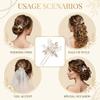 Bridal Wedding Hairpin White Flower Leaf Design Crystal U Pin For Elegant Hairstyles