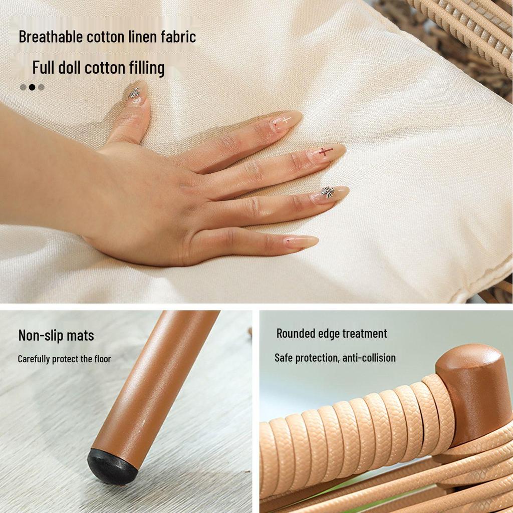 Compact Rattan Folding Lounge Chair for Balcony & Outdoor Use