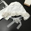 Gekräuselte Spitzenhaube mit Blumenstickerei und faltbarem Design für Cosplay, Anime-Maid und Theaterkostüm-Styling