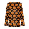 Women's Fashion Hem Slit Casual Halloween Printed Round Neck Long Sleeve Top
