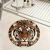 Realistic Tiger Animal Round Area Rug Non Slip Washable Floor Mat Living Room Bedroom Office Decor Nature Wildlife Carpet