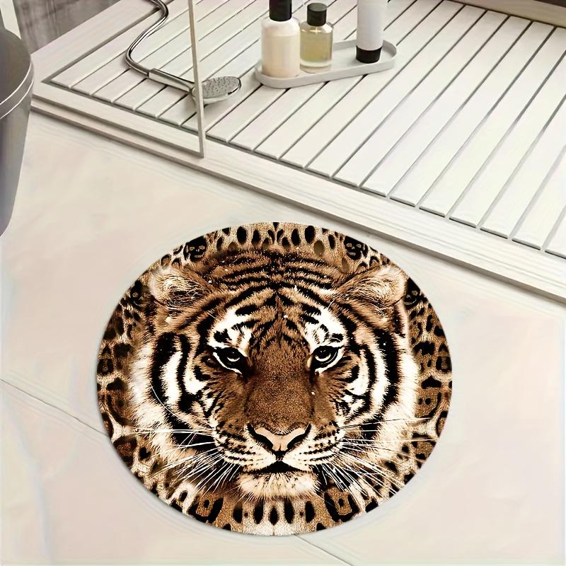 Realistic Tiger Animal Round Area Rug Non Slip Washable Floor Mat Living Room Bedroom Office Decor Nature Wildlife Carpet