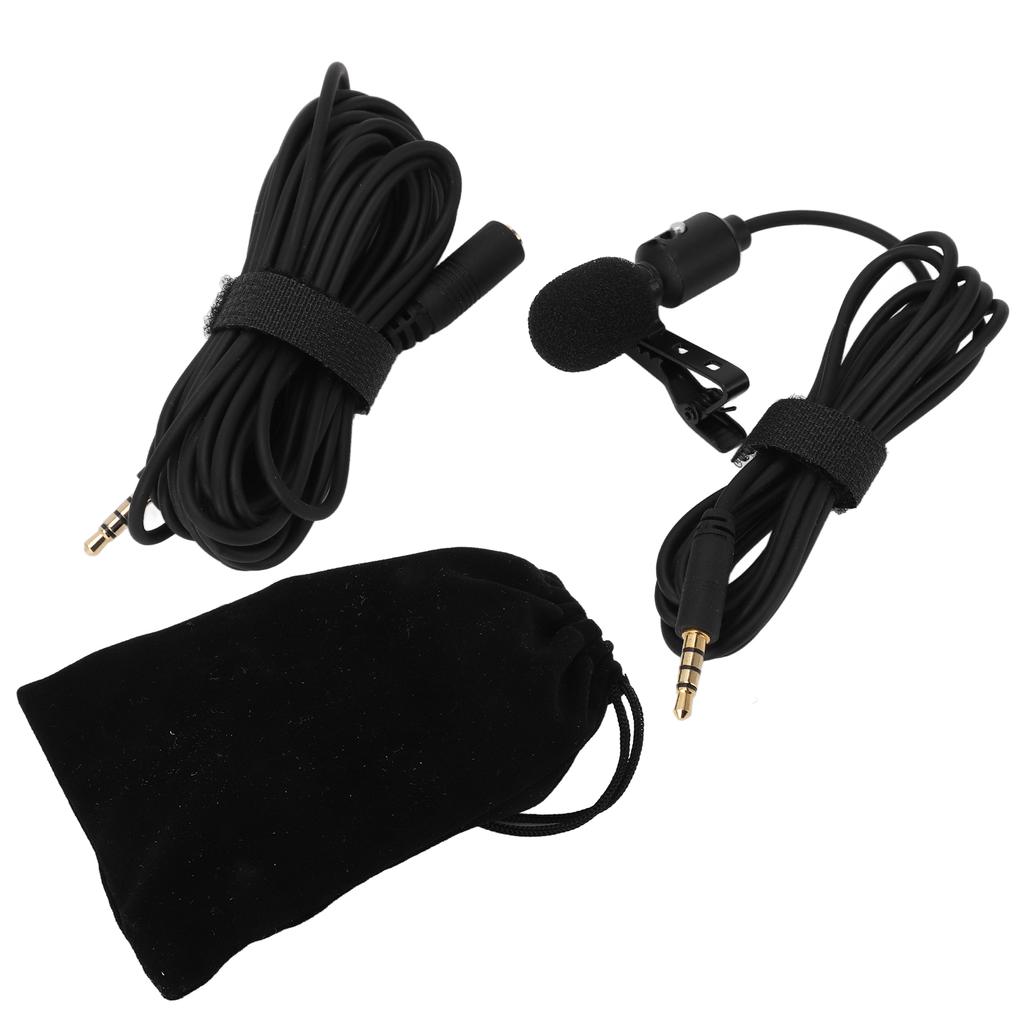 Professional Lavalier Lapel Microphone Cardioid Clip On Lapel Mic for Camera Phone Live Broadcast
