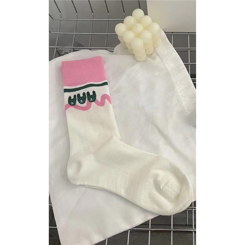 

Tri-Color Unique Feeling Mid-Tube Socks - Runway Model Special One Size белый