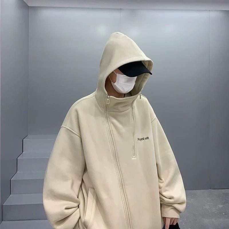 Übergroßer schwerer Cardigan Sweatshirt Herren Frühling Herbst Trendige Marke Gutaussehend Street Amerikanischer Retro Kapuzenjacke