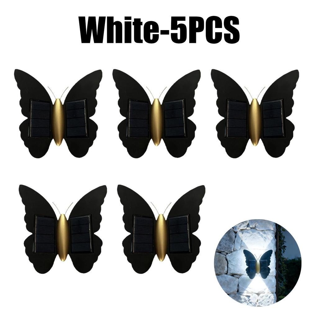 Solar Powered Butterfly Wall Sconce, Modern Stairway Hallway Light, Outdoor Courtyard Balcony Wall Lamp