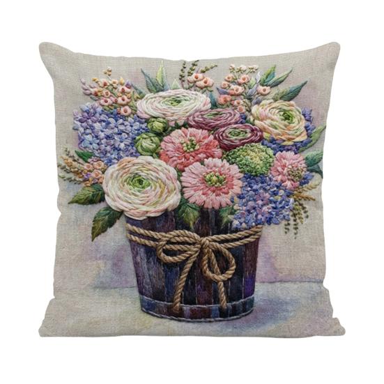 Цветочная наволочка для подушки Весна Лето Цветочная наволочка Декоративная наволочка для гостиной Дивана Спальни Дома Фермерский Декор 45x45cm C