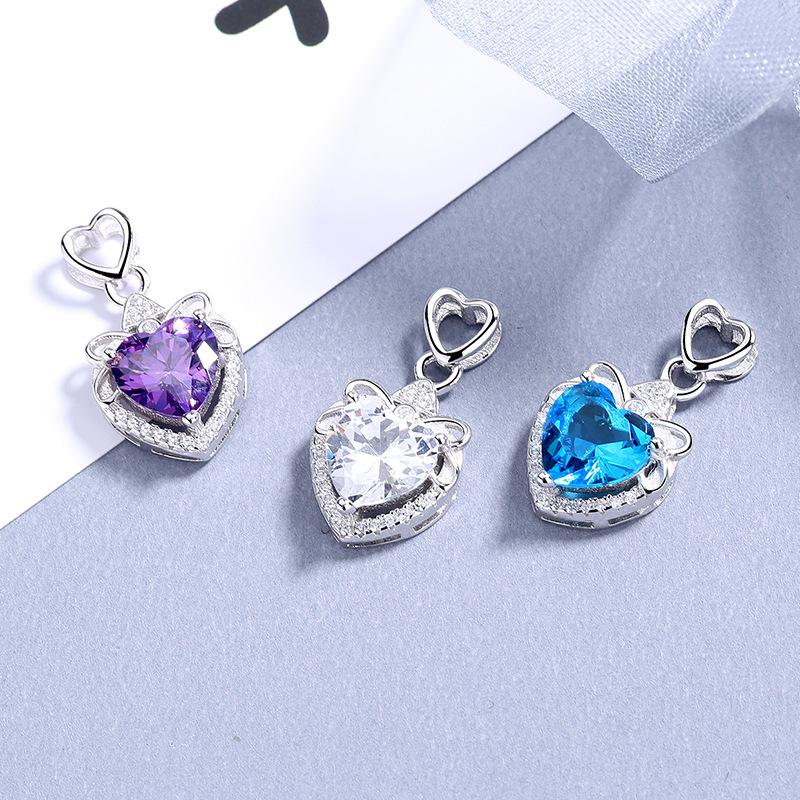 S925 Sterling Silver Double Love Pandantiv Lumină Ornament clasic de lux, original