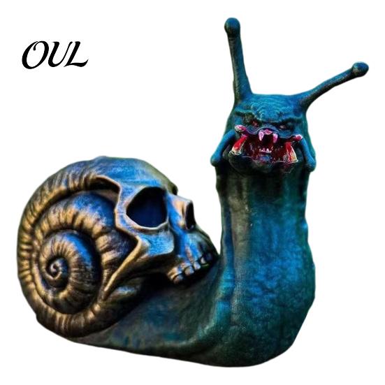 Realistic Skull Snail Sculpture Halloween Resin Statue, Creepy Horror Ornament with Small Gift for Friends Shell, Scary Party Haunted House