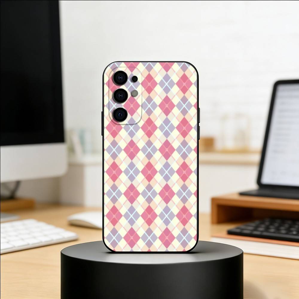Plaid Background Phone Case For Samsung S25,S24,S21,S22,S23,S30,Ultra,S20,Plus,Fe,Soft Silicone Black Cover