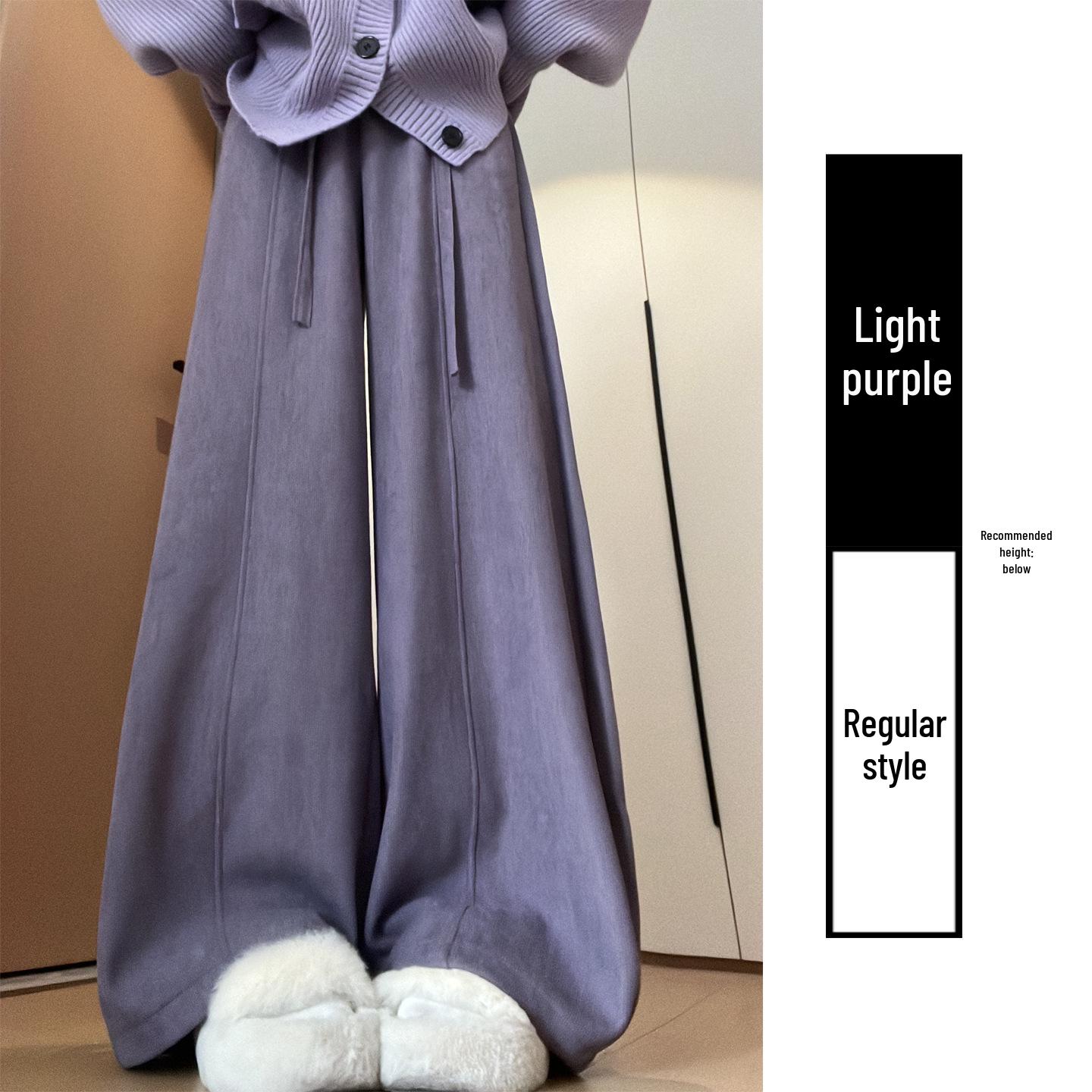 

Women s Purple Corduroy High-Waist Wide-Leg Pants with Curve Drape, Plus Velvet, Autumn/Winter 2025 Collection Extra Large