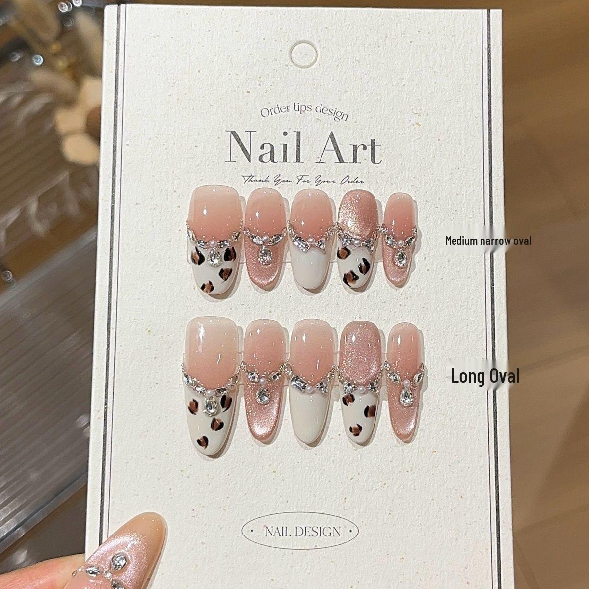 Leopard Print Autumn/Winter Handmade Cheese Cat Eye Sparkle Skin-Brightening High-End Fashion Item Extra Small