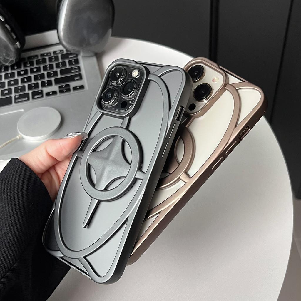 Applicable To Apple 16 ProMax Hollow Magnetic Suction Mobile Phone Case Electroplating IPhone 15 Matte Heat Dissipation 14 Anti Fall Soft Sleeve