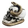 Skull Snake Ornament Snake Skeleton Head Figurine Eerie Glowing Halloween Decoration Mummy Head Ornament for Office Desk Decor