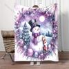 Purple Fantasy Snowman Rabbit Print Blanket Warm Soft Fluffy Kids and Adults Sofa Bed Throw Blanket for Home Camping Gift