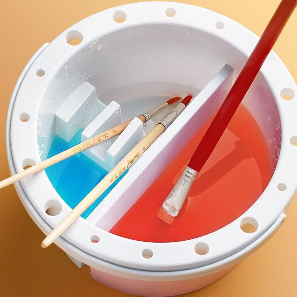

Palette Brush Washing Bucket Double Grid Brush Cleaning Tool Creative Paint Brush Washer Artists
