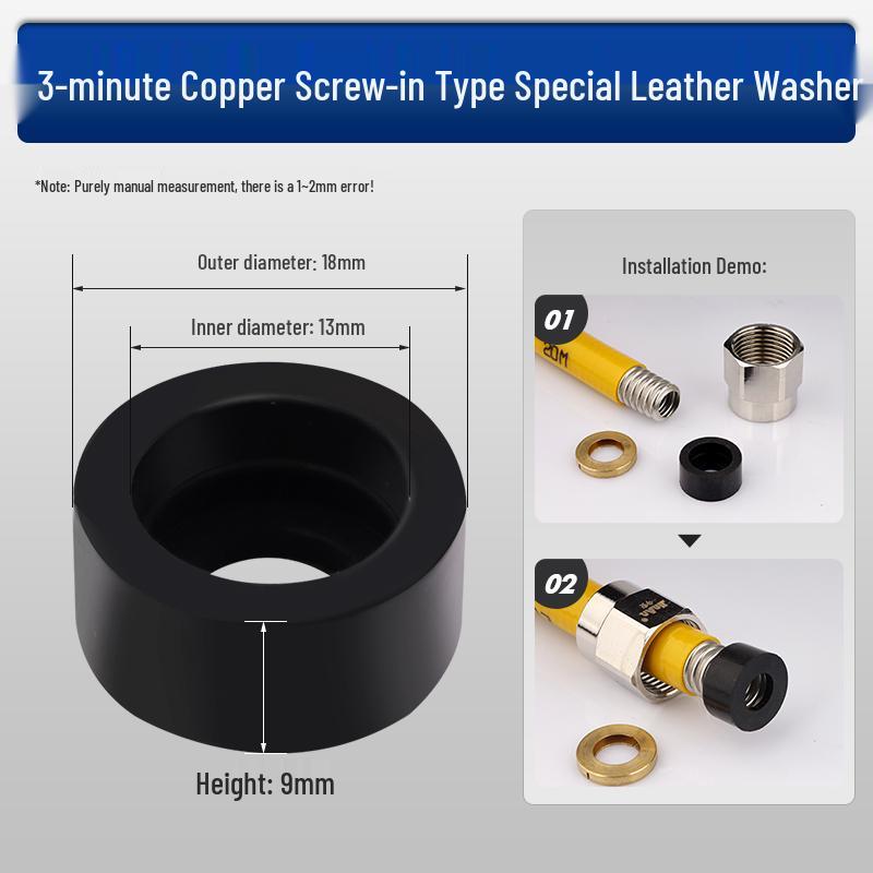 Stainless Steel Corrugated Hose Nut with No-Impact Wave Screw, Seal Ring, Leather Pad, Pressure Relief Valve Interface, and Fastener Gasket