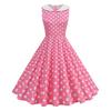 Women's Sleeveless Retro Polka Dot Dress with Collar