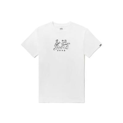 Vans Nick Michel Collaboration New Force Series Character Line Drawing Fun Print Round Neck Short Sleeve T-Shirt Unisex T-Shirt White VN0008TVWHT
