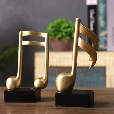 Escultura de Nota Musical Resina Dourada Símbolo Musical Estatueta Decoração Moderna de Mesa para Sala de Piano Escritório em Casa Centro de Mesa