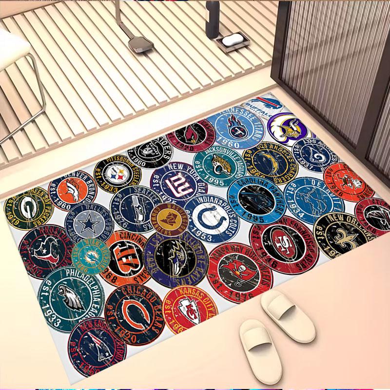 NFL Print Rug, Washable Floor Carpet, For Entryway Dorm Laundry Room Office Study, Home Decor Birthday Christmas Gift