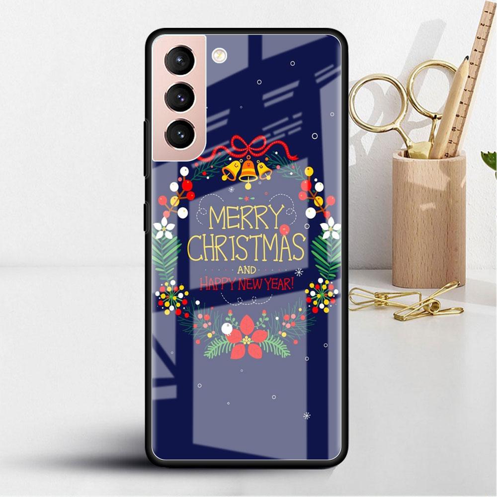 Weihnachts-Cartoon-Glashülle für Samsung Galaxy S22 S20 FE S21 Plus Telefonabdeckung S10 5G S9 Note 20 Ultra 10 Lite Shell
