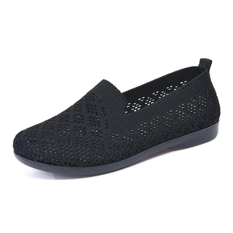 

Новая летняя женская дышащая обувь из сетки с полыми отверстиями, модная и красивая обувь для мамы, легкая, повседневная женская обувь на одной педали 41 чёрный