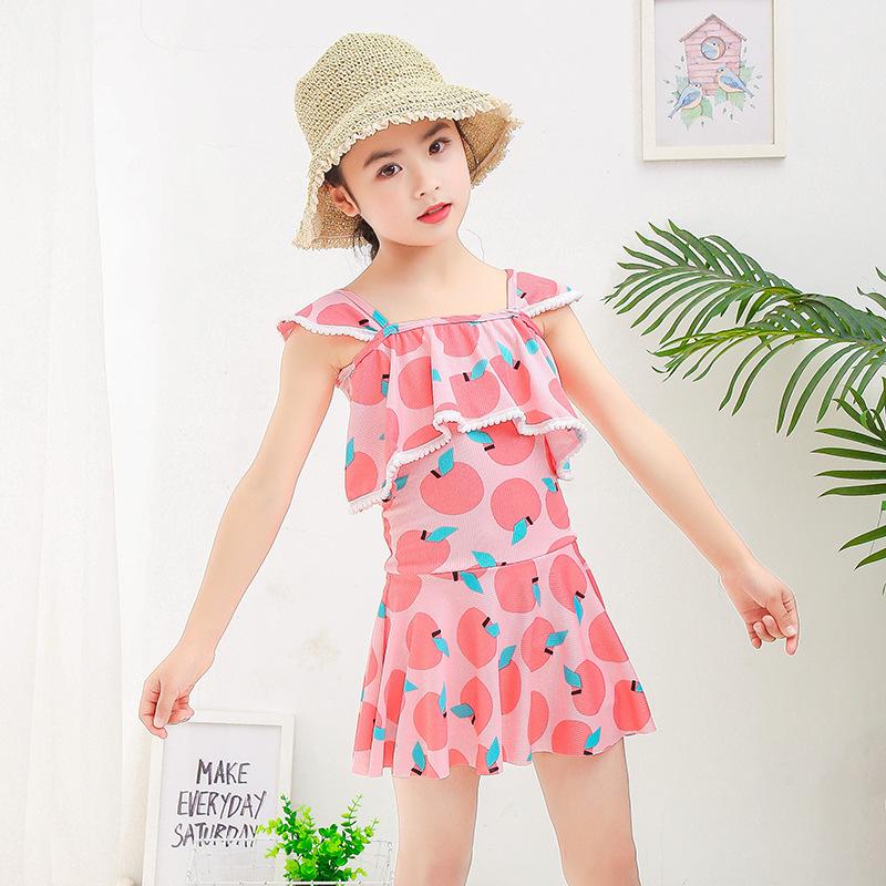 Mädchen-Badeanzug für mittlere und große Kinder, siamesischer süßer Badeanzug, Prinzessinnenrock, Badeanzug für kleine Mädchen