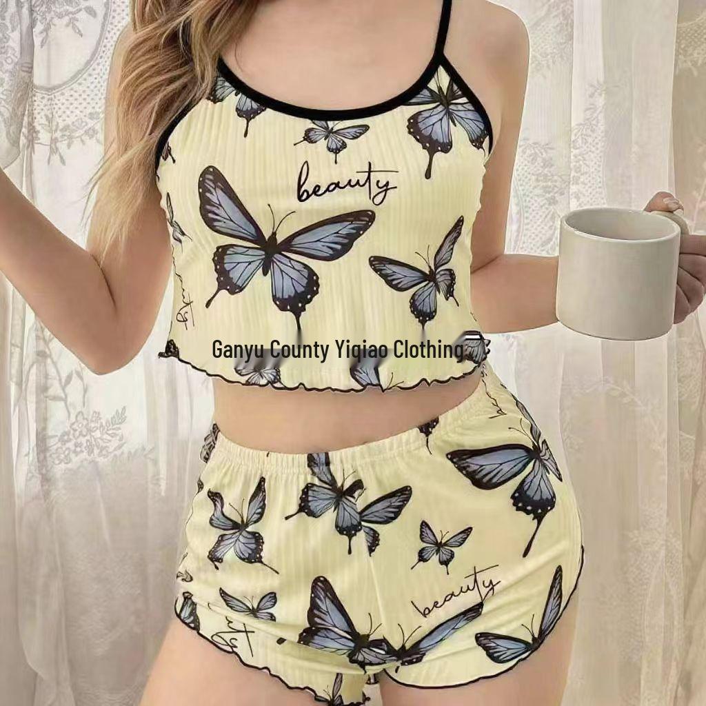 Butterfly Print Women's Camisole and Shorts Homewear Set