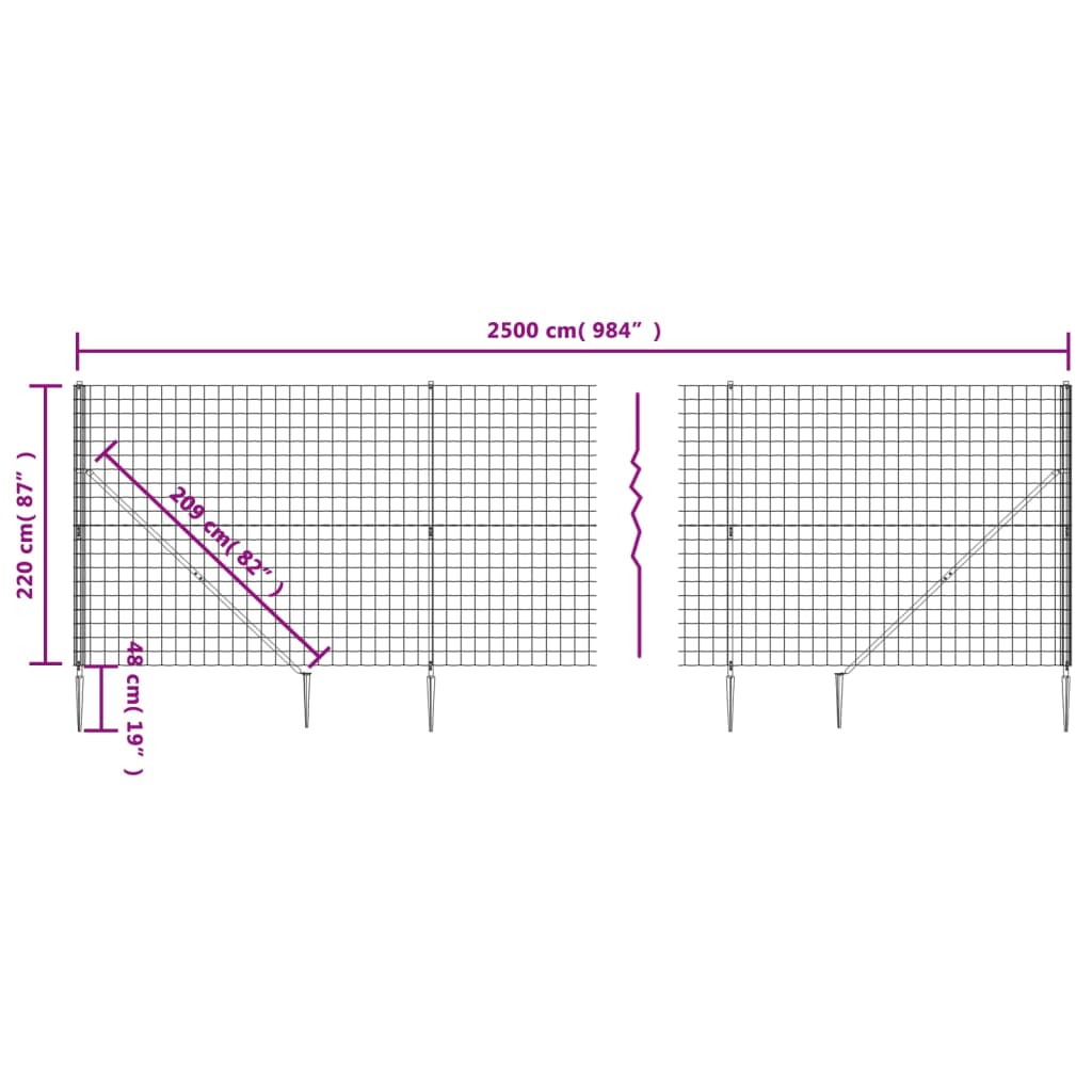 Vidaxl Ogrodzenie Z Siatki, Z Kotwami, Zielone, 2,2X25 M
