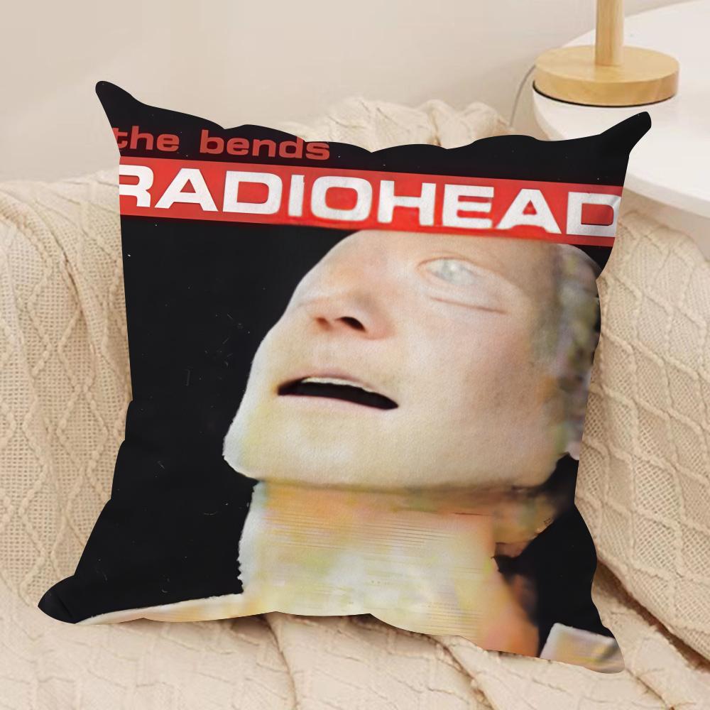 B-British Band Radioheads Cushion Cover Silky Short Plush Invisible Zipper Dustproof Sofa Pillow Case For Home Decor