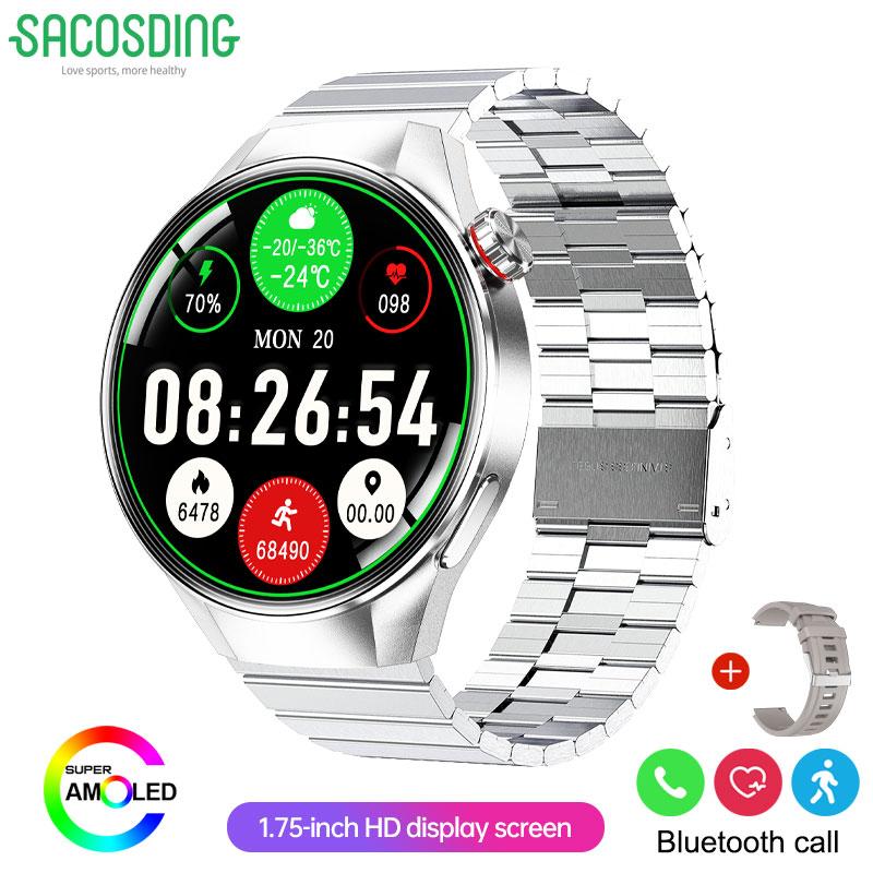 

SACOSDING Новые часы с функцией звонка и компаса, 1,75-дюймовый экран, мониторинг сердечного ритма и здоровья, спортивные смарт-часы для улицы для мужчин 2025