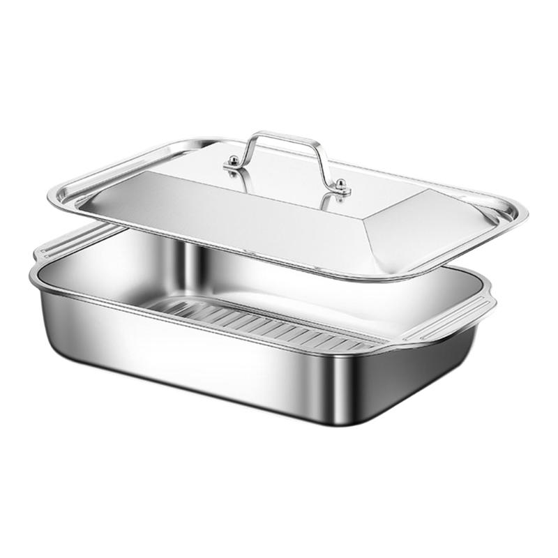 Multifunctional Stainless Steel Serving Tray Square Silver Food Platter Rusts Resistant Dishwasher Safe Dinner Tray