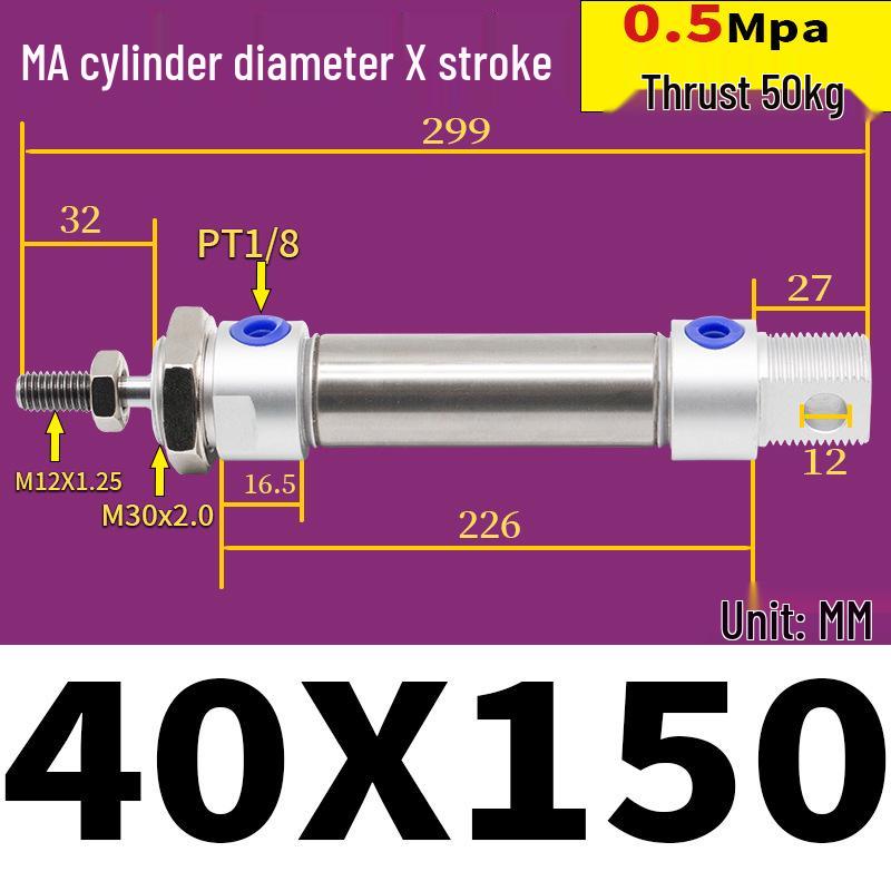 Corrosion Resistant Stainless Steel Pneumatic Cylinder 16-40mm/50-150mm