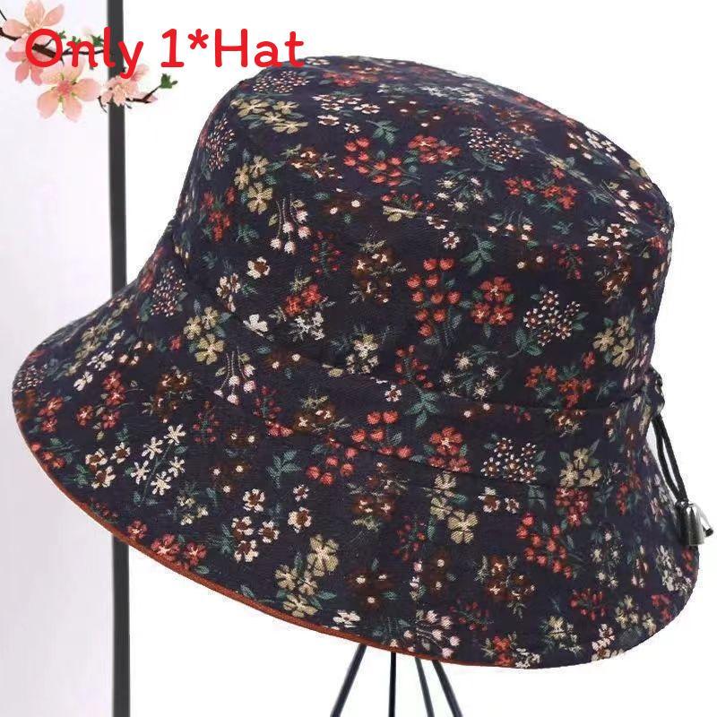 Elderly Women Sun Hat With Adjustable Brim For Spring Fall Sun Protection Cotton Fabric