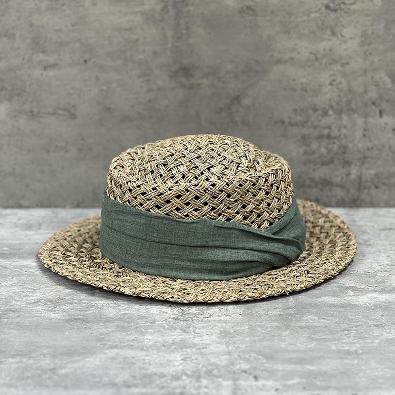 French Vacation Straw Hat Women's Salty Straw Woven Concave Top Top Hat Summer Sun Protection Visor Retro Versatile Casual Beach Hat