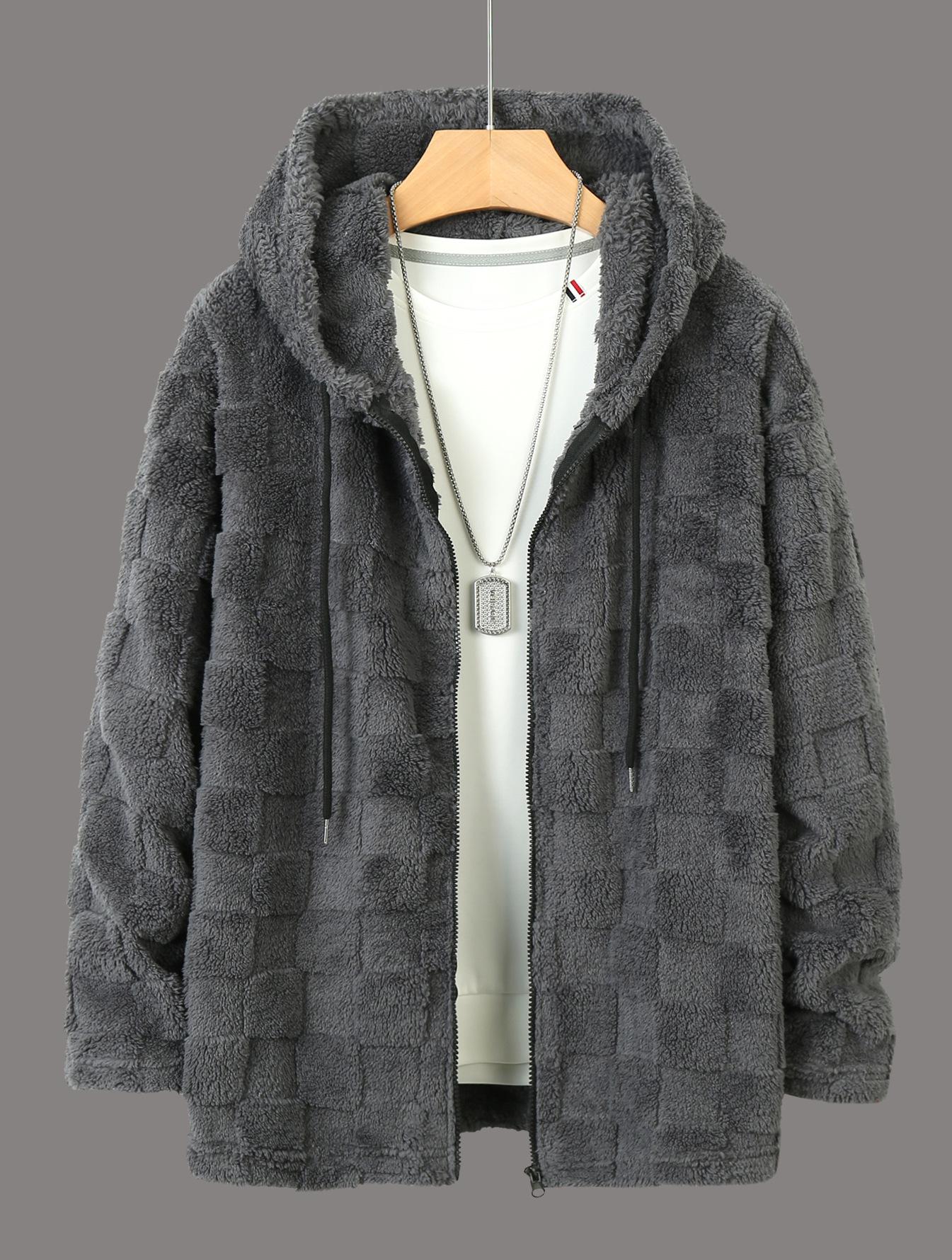 

Men s Winter Thick Hooded Zip-Up Sweatshirt – Trendy Casual Jacket for Couples Medium темно-сірий