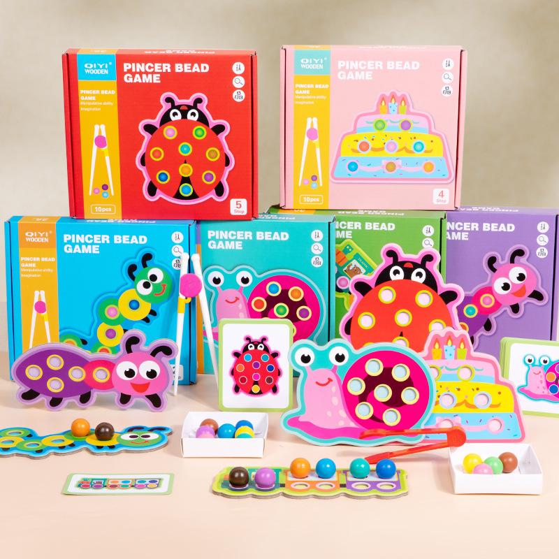 

Children s Advanced Wooden Bead-Clamping Toy for Fine Motor Skills Development