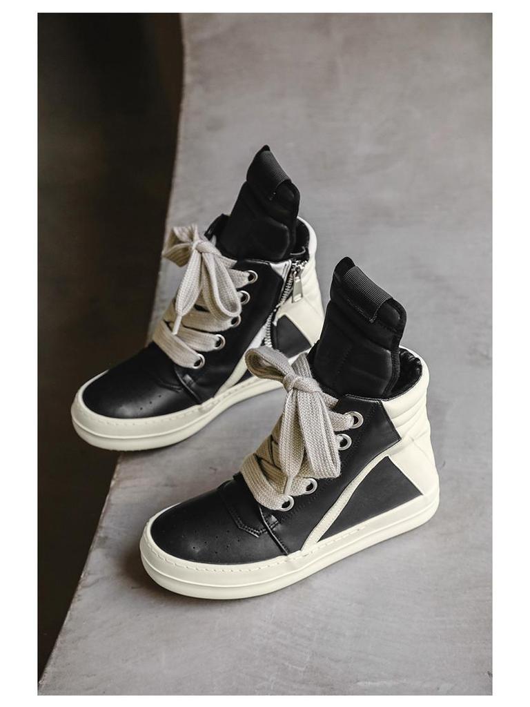 Men's Trendy High-Top Street Style Ankle Boots with Thick Sole and Height Increase - Model X168