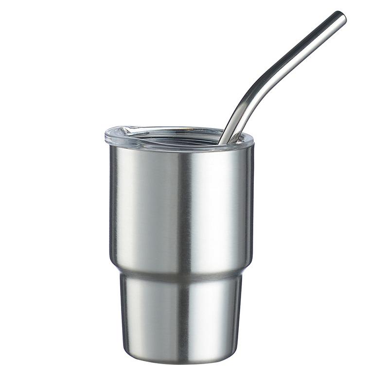 

Мини-стакан на 3 унции, вакуумный стакан для вина, виски, изолированная чашка, кофейная чашка из нержавеющей стали с соломинкой, подарочная чашка для шампанского для вечеринки серебряный