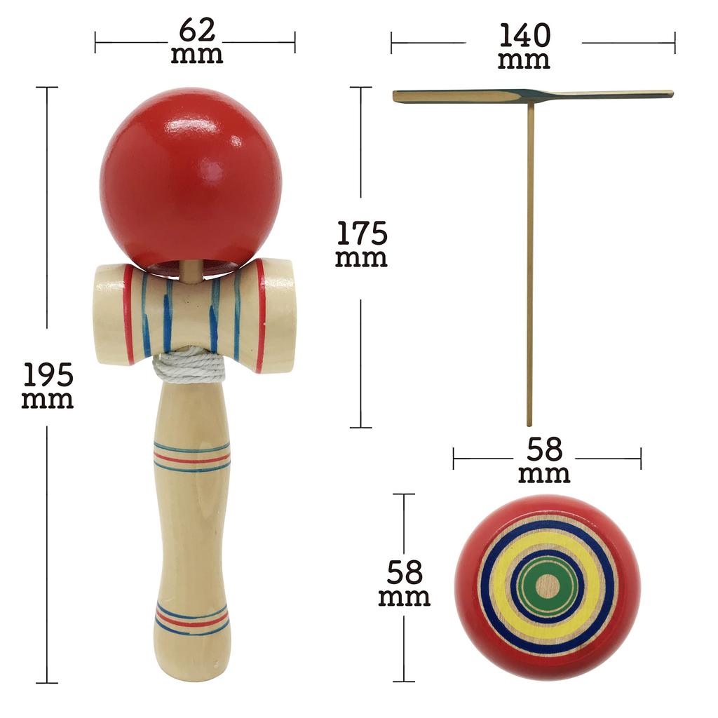 Nostalgic Toy Hand Play Wooden Bamboo Folk Toy Folk Educational Toys Wooden Bamboo Set, Toys, Kendama, Yo-Yo, Dragonfly, Toys, Set, Crafts, Toys,