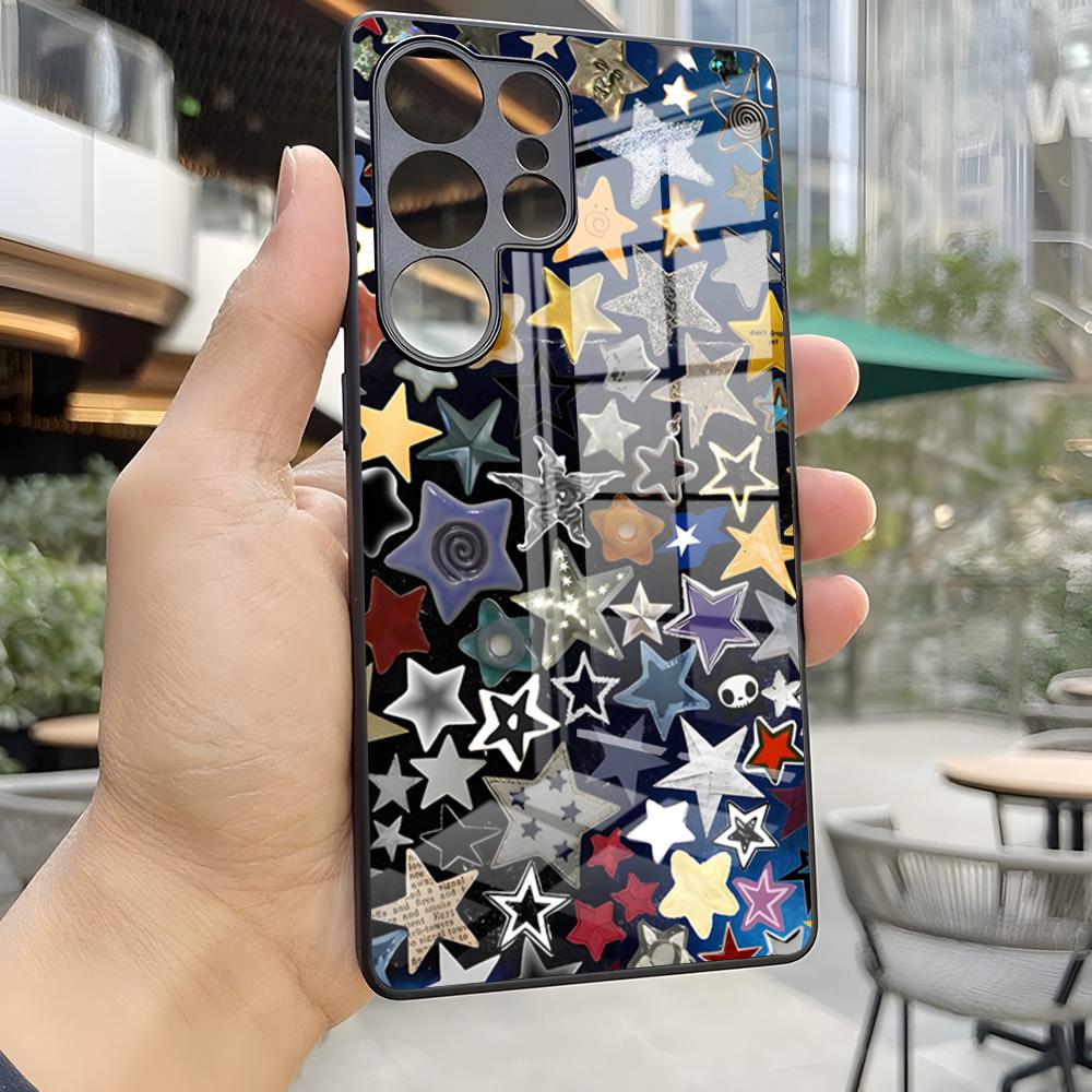 Fashion INS Stars Phone Case For S25 Ultra Samsung S26 S24 Fe S22 S20 S23 21 Plus A54 A34 A53 A16 Glass Cover