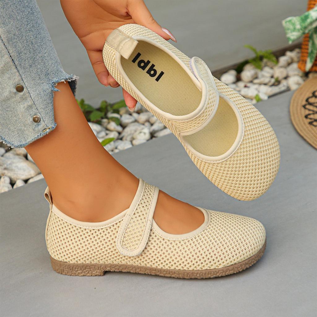 Women Breathable Mesh Flats Lightweight Soft Sole Casual Slip On Shoes Comfortable Walking Mary Jane Style Shoes