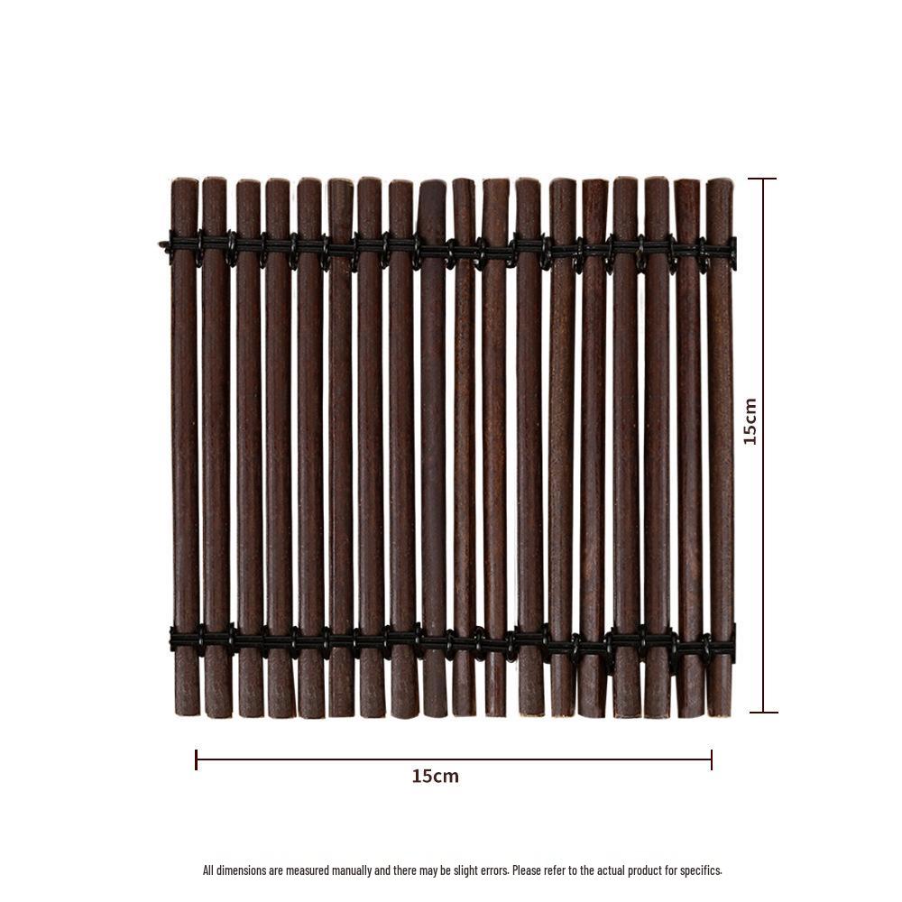 Retro Bamboo Tea Ceremony Coaster Set: Heat Insulation Placemat, Woven Tea Mat, Purple Bamboo Ornament, Tea Accessories.