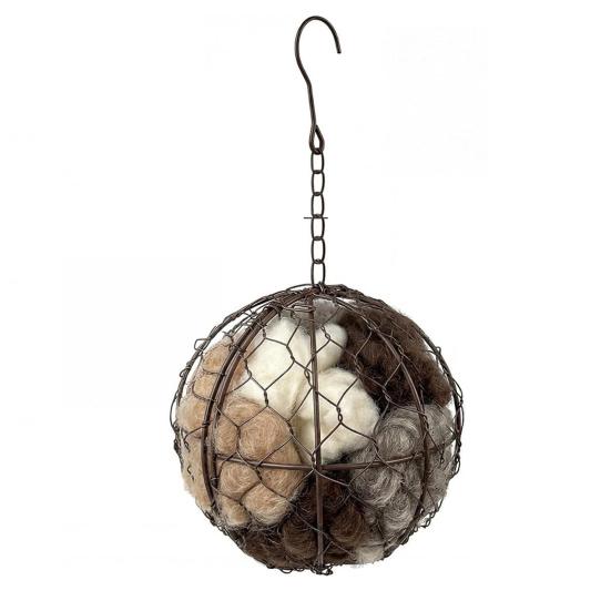 

Handmade Alpaca Fiber Bird Nest for Garden Natural Biodegradable Nest Refill Weather-Resistant Metal Frame Easy Refillable Garden Bird Nesting Supply 1pc