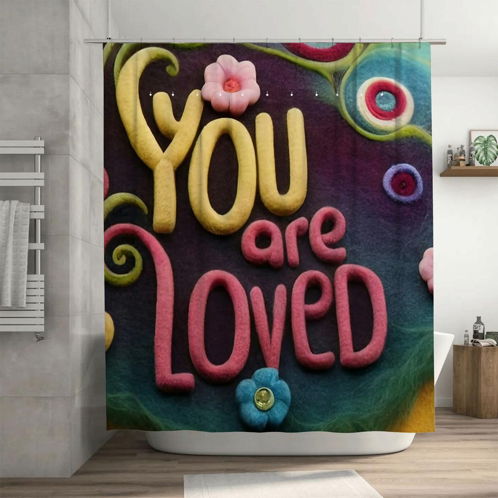 You Are Loved Colorful Design Waterproof Shower Curtain for Bathroom Decor, High-Quality Material and Easy To Clean
